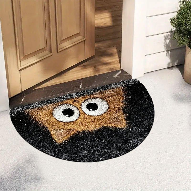 Whimsical Big-Eyed Cute Pet Half-Circle Doormat Home Entrance Decorative Foot Mat Home Decor Rug