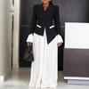 New Fashion Temperament OL Bell Sleeve Top & Pleated Wide Leg Pants Two-Piece African Set