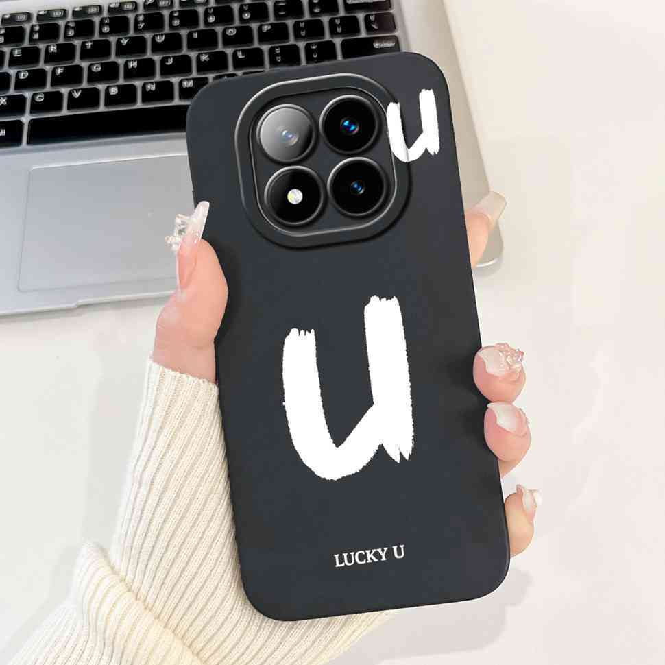 For Xiaomi Redmi Note 14 Pro+ 5G Case Black Lucky Letter A-Z Soft Silicone Cover For Redmi Note 14Pro Plus 5G 6.67" Phone Cases