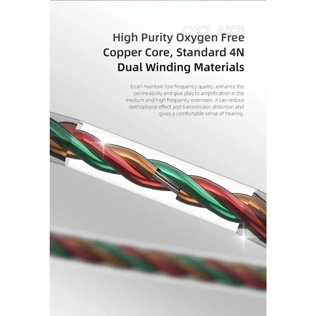 QKZ AK3 FiLe Kabelgebundener Kopfhörer mit Mikrofon HiFi-Musikmonitor Bass-Kopfhörer Headset mit Geräuschunterdrückung für Sport-Gaming-Ohrhörer