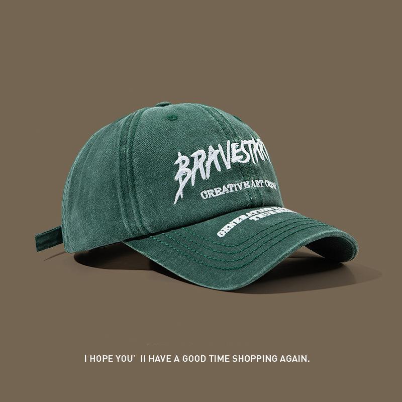 

American Retro Baseball Cap Trendy Brand Women Summer Sun Protection Wash Old Soft Top Embroidered Sun Baseball Cap Men Adjustable