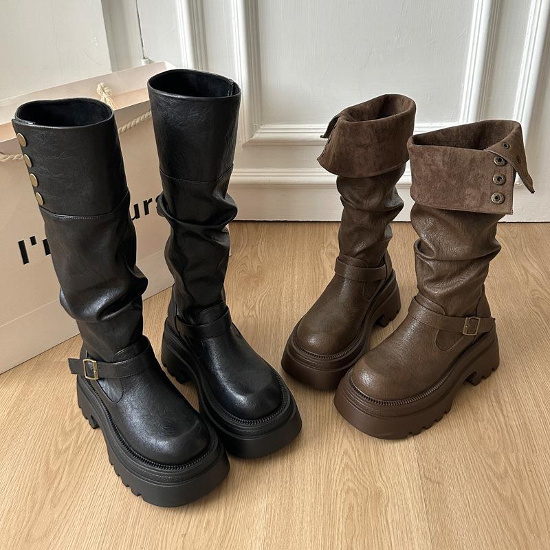 Western Boots Cowboy Boots Children's Autumn Xinjiang Travel Boots Brown Merad Knight Boots Thick-soled Fashion Boots