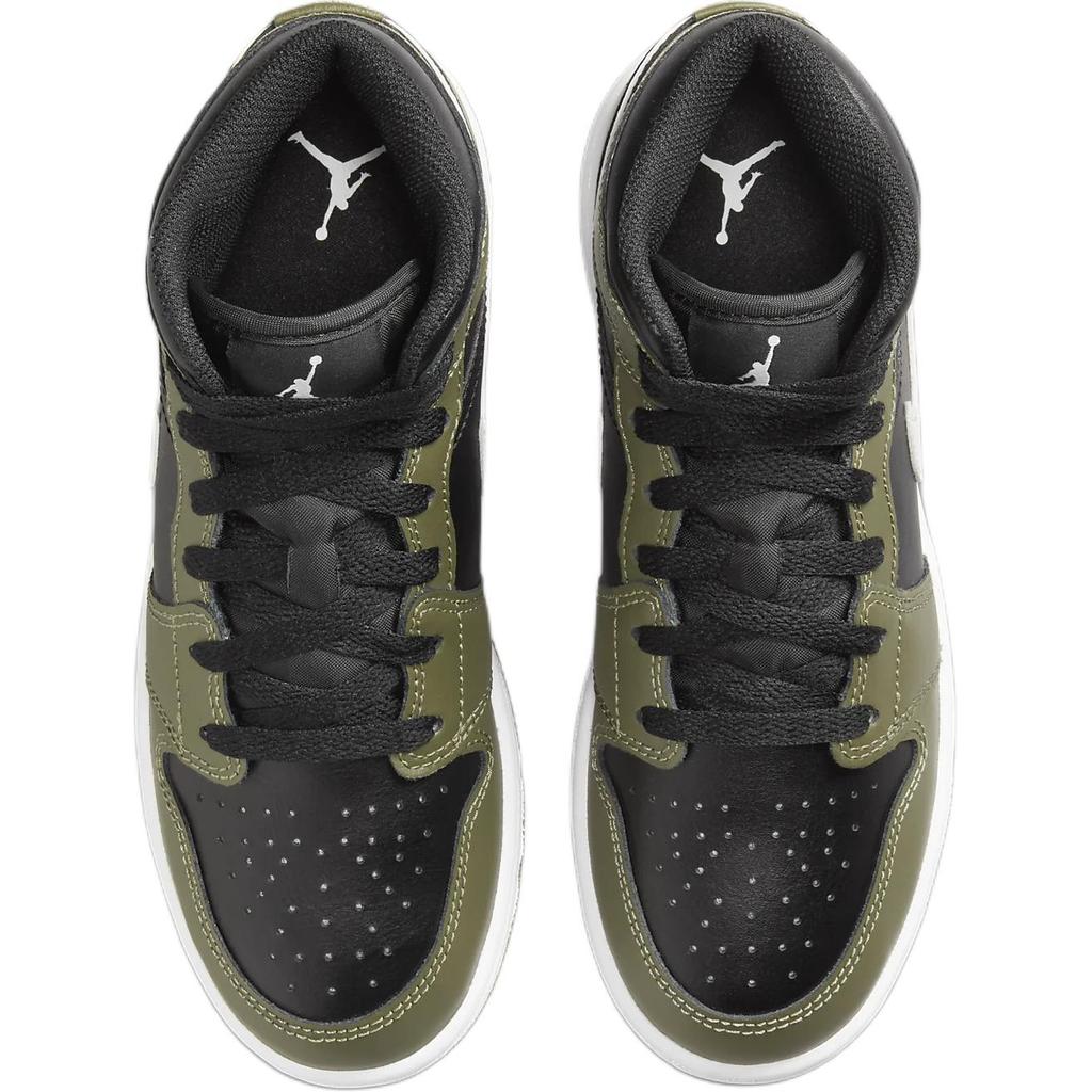 Air Jordan 1 Mid GS Nero Oliva Medio Bianco DQ8423-092