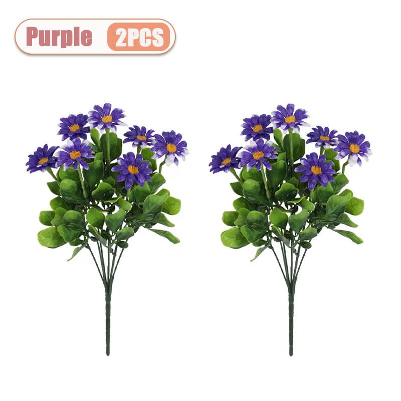 2-8PCS Artificial Plastic Chrysanthemum Faux Daisy Outdoor Faux Flowers Fence Decor Fake Plants Exterior Home Decoration