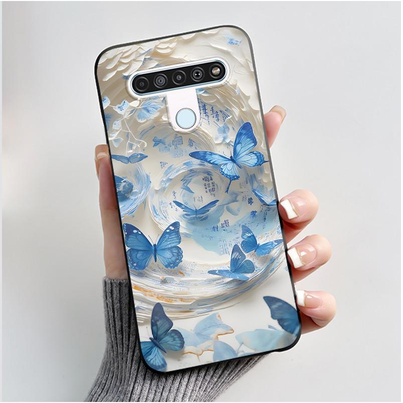 Cute Case For LG Q61 Capa For LG K61 Coque For LG Q70 Fundas Printing Shell Protective Cover Soft Silicone Cartoon Black Casing