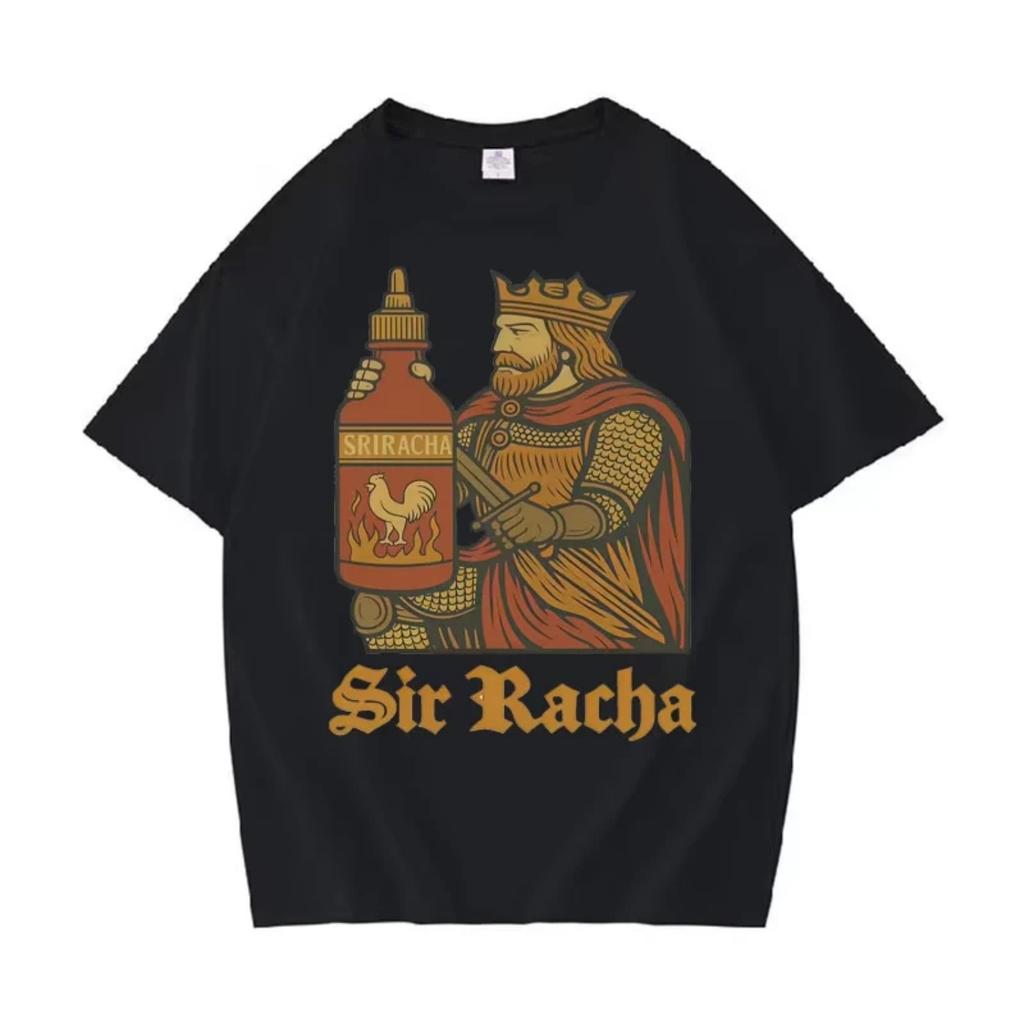 Jugendliche Oberteile Sir Racha Mann Frau T-Shirt Sriracha Hohe Qualität T-Shirts Sriracha Fan Merchandise Retro Mittelalter Shirt Grafik T-Shirts