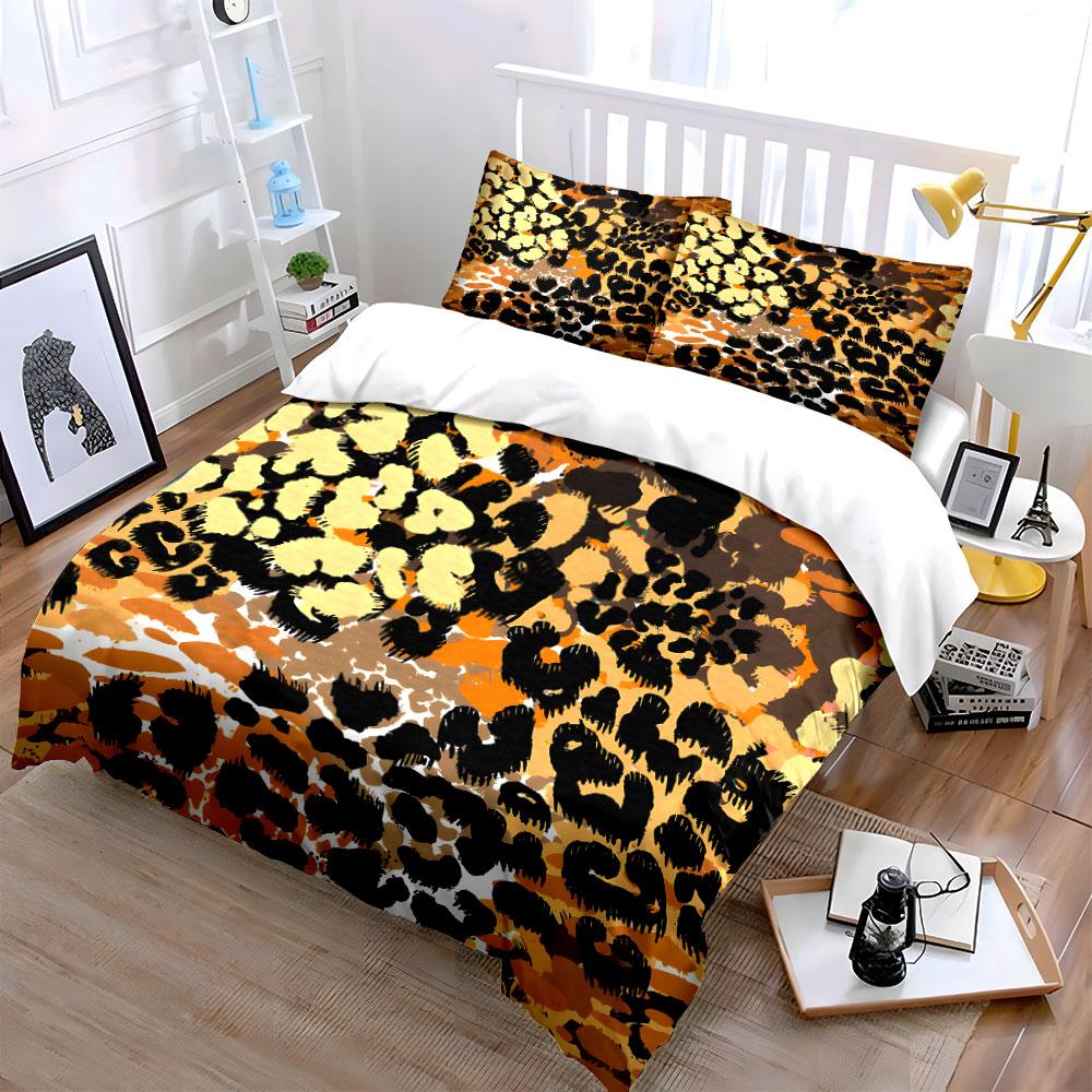 Leopard Print Three-Piece Set For Décor  Kid'S And Adults' Bedroom Decor, Exquisite Three-Piece Bedding Set Gift