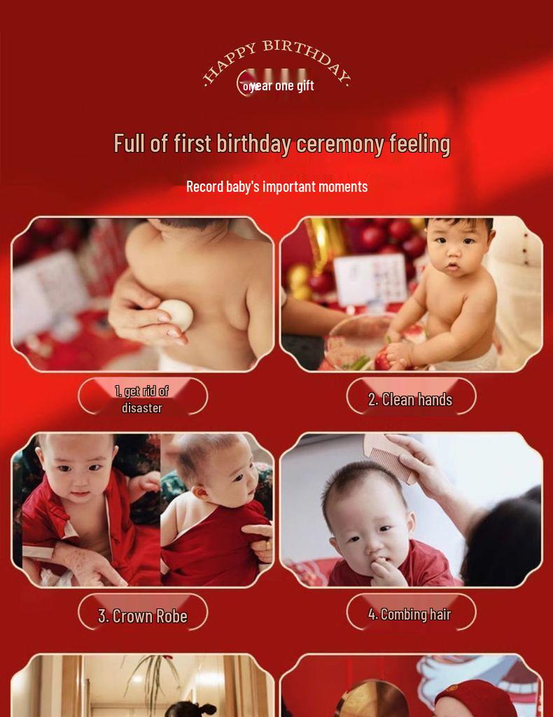 Chinese Style Baby's First Birthday Board & Decoration Set for Living Room