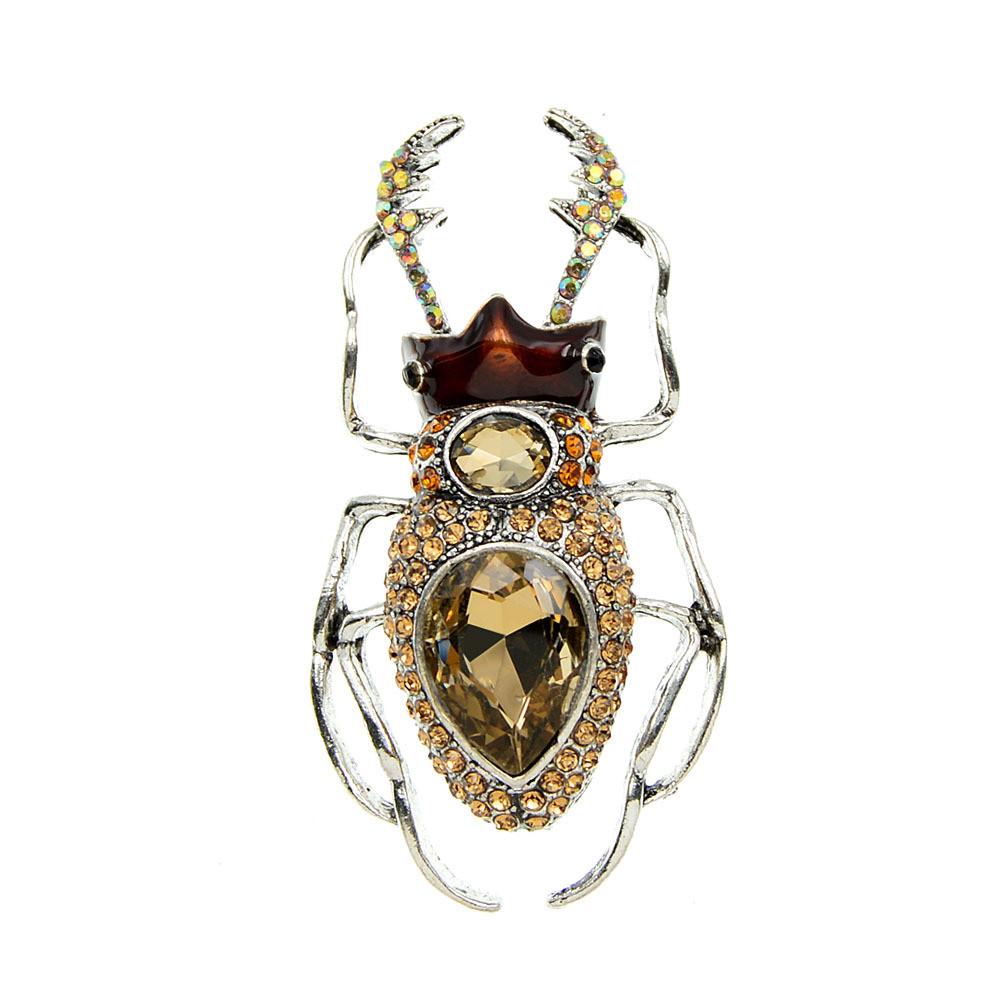 Tier Vintage Emaille Käfer Brosche Anstecknadel Mit Strasssteinen Für Männer Frauen Mode Accessoire
