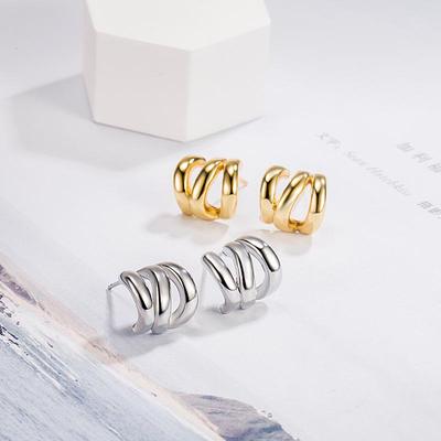 High-End Three-Layer Metal Circle Stud Earrings: Unique, Trendy Design for Women, 2022