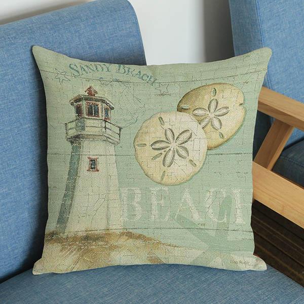 Marines Aquatics Pillows Home Decor Conch Star Fish Lihghthouse Vintage Cushion Covers Living Room Sofa Throw Pillows Case 45*45