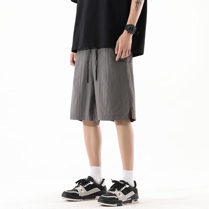 Men's Drawstring Elastic Waist Straight Leg Casual Shorts