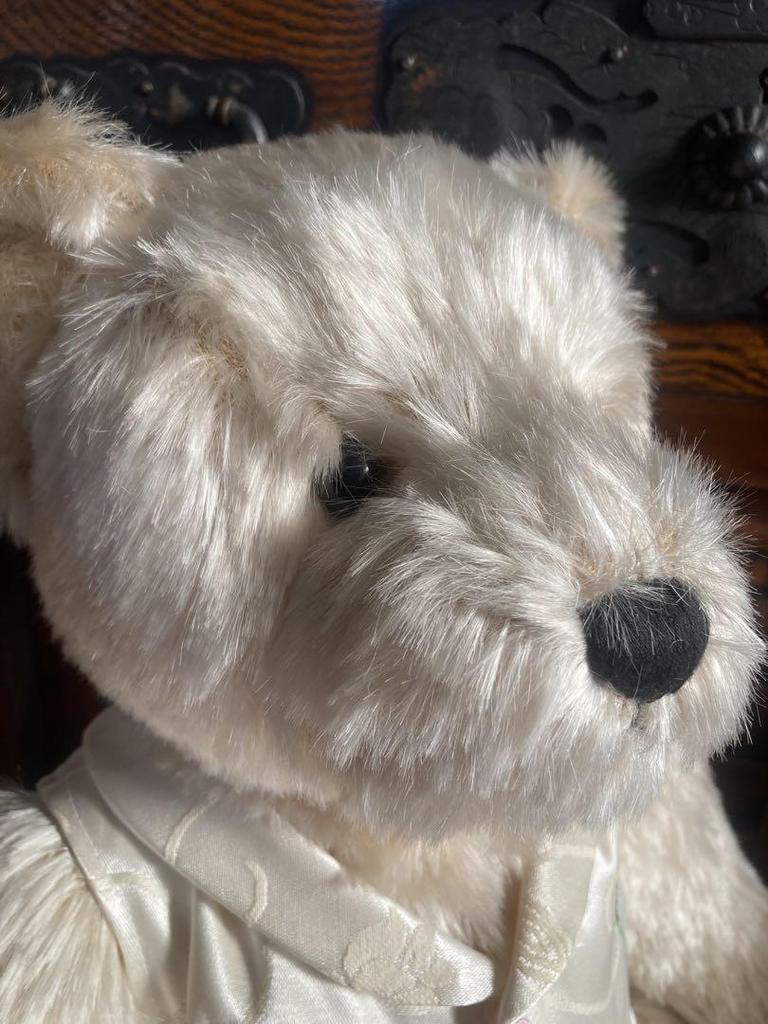 [USED] Harrods Teddy Bear White Vest with Rose Embroidery