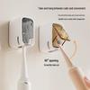 Elegant Electric Toothbrush Holder: Dustproof, Wall-Mounted, and Punch-Free with Lid for Bathroom Toothbrush and Toothpaste Organization.