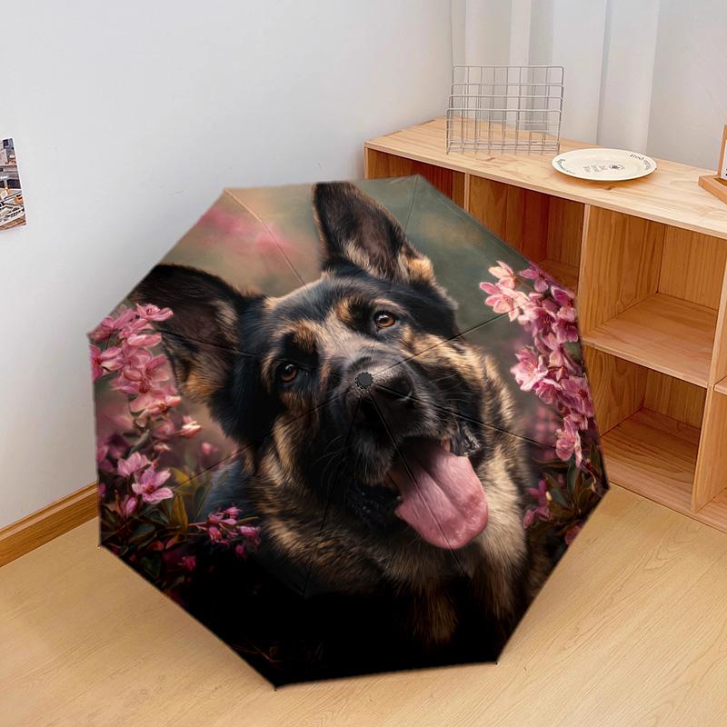 1 PC Automatic Folding Umbrella - German Shepherd Pattern, Portable & Foldable Design with 8 Ribs, Christmas Birthday Gifts