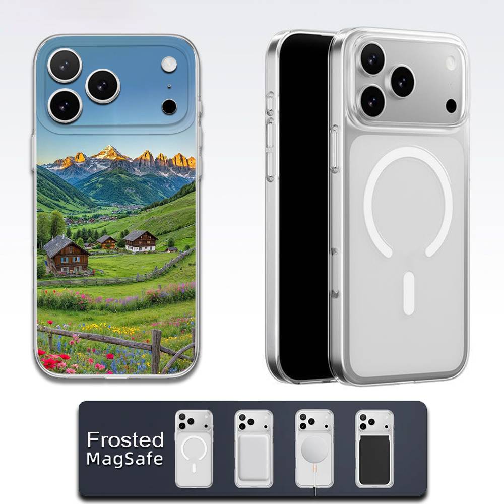 Swiss Alps Scenery Travel Phone Case For iPhone 17,16,15,14,13,12,11,Pro,Max,Plus,E,Air,Mini Magsafe Transparent