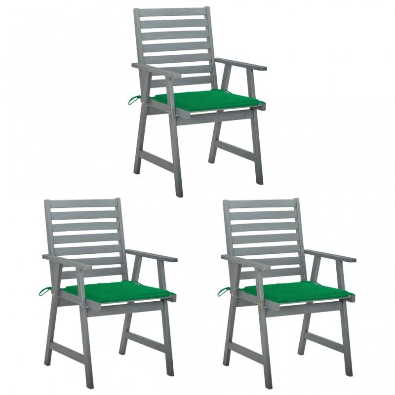 Day and Night - Day and Night Garden Dining Chairs 3 Units Solid Acacia Wood and Cushions