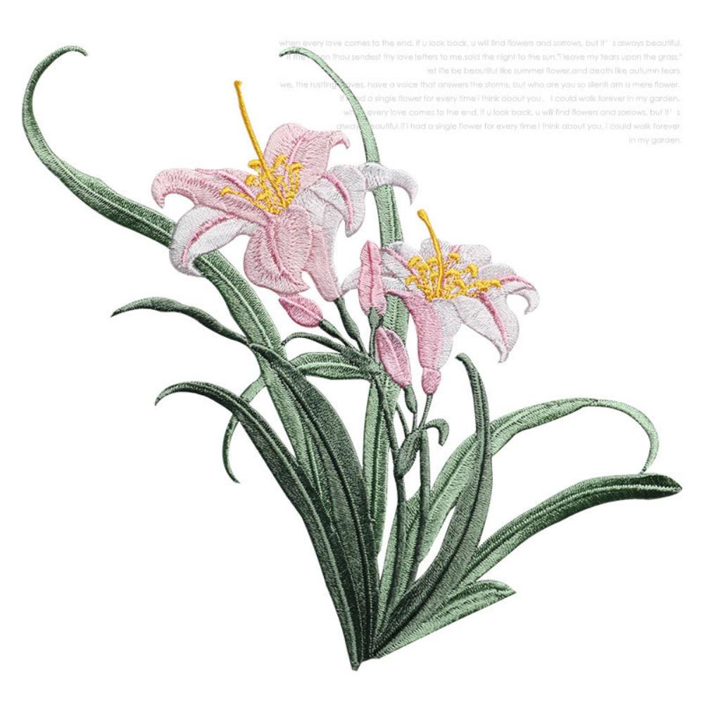

Chinese Traditional Style Orchid Embroidery Patch 3D Flower DIY Crafts Embroidery Flower Applique with Hot Melt Adhesive