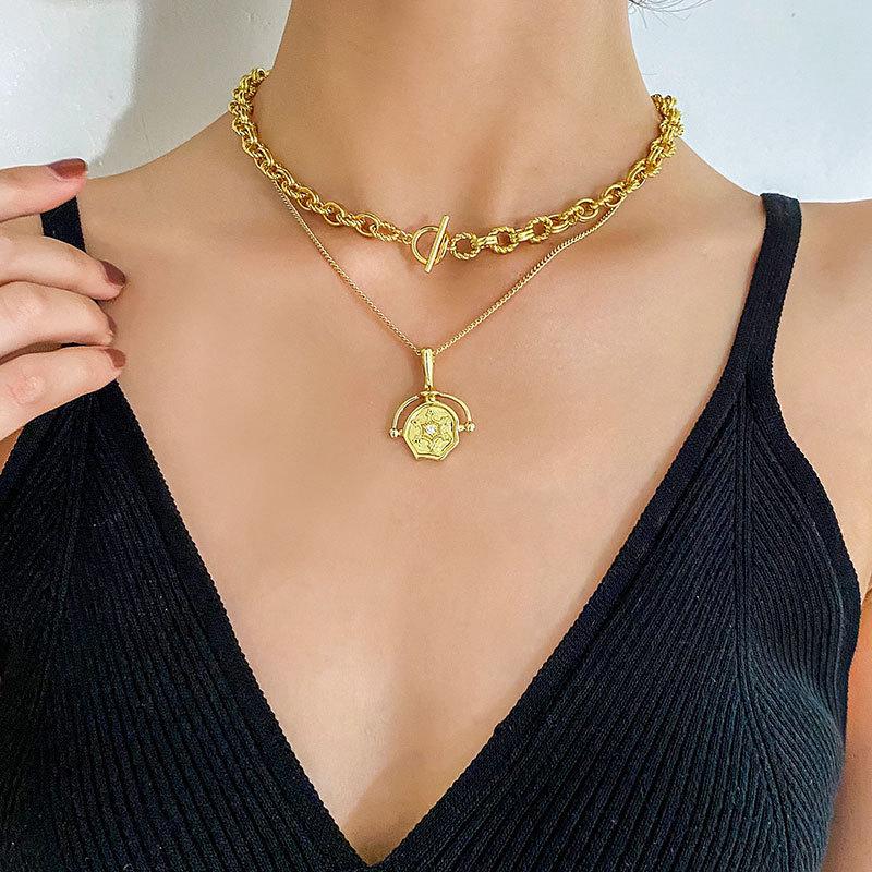 Metal Wind Women'S Temperament Necklace Jewelry Light Luxury Cold Wind Gold Collarbone Side Chain