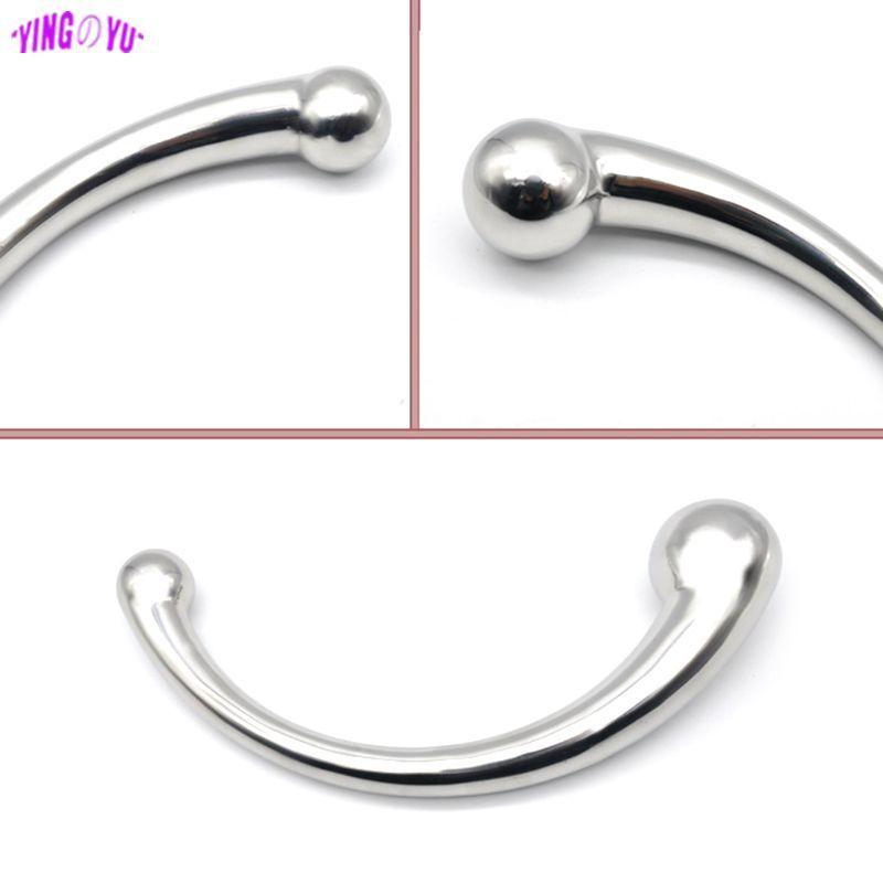 Double Ended Stainless Steel G Spot Wand Massage Stick Pure Metal Penis P-Spot Stimulator Anal Plug Dildo Sex Toy For Women Men