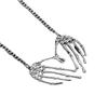Men's Personalized Gothic Skull Hand Pendant Necklace - Hip Hop Style Alloy Jewelry
