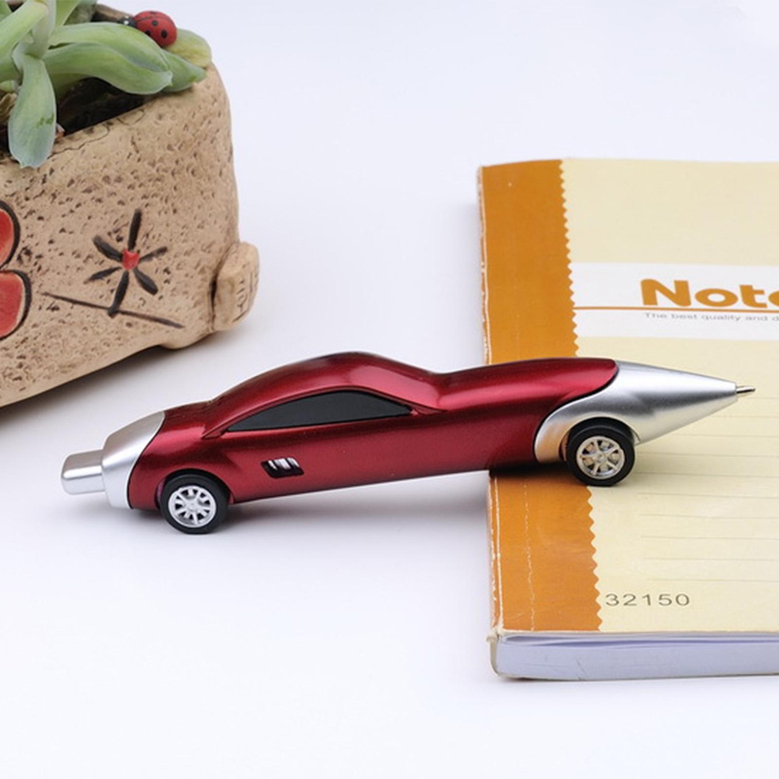 Car Shaped Ballpoint Pen with Rolling Wheels ABS Material for Kids Office Use red