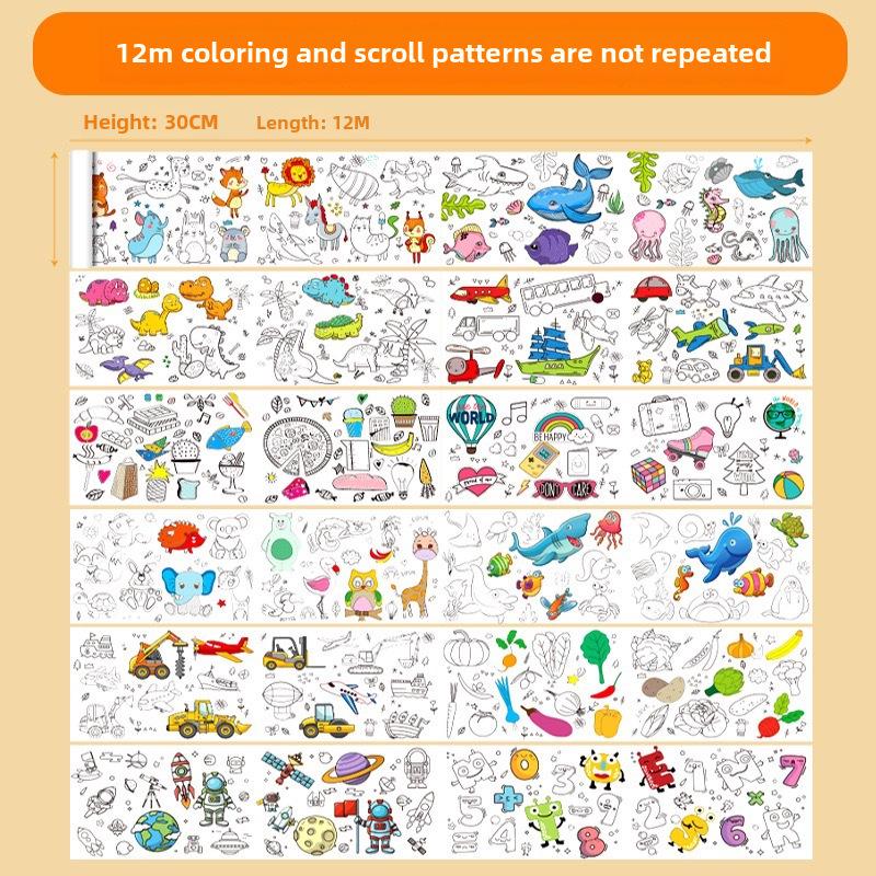 Extra Long Graffiti Scroll for Kids: Large Coloring Canvas for Kindergarten