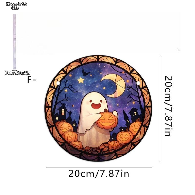 Halloween Ghost Sun Catcher - Circular Acrylic Sign, Acrylic Desktop Ornament, Wall Decor Art, Four Seasons Decoration, Novelty Home Decor