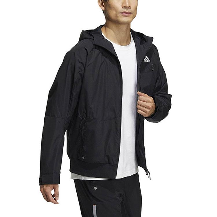 adidas Solid Color Big Pocket Sports Hooded Jacket Men's Black HN9037