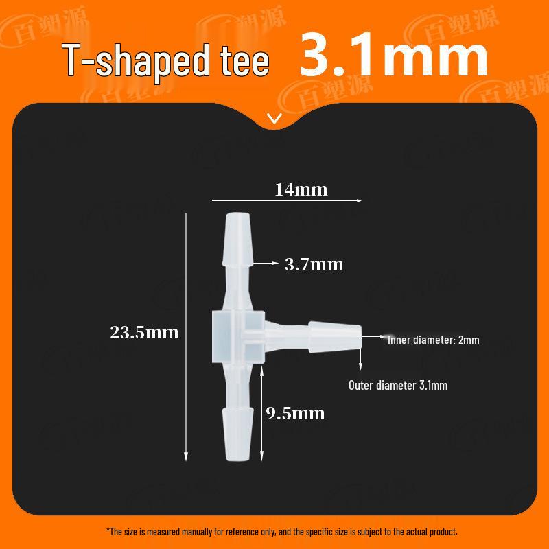 High-Temp Resistant Plastic Hose T-Connector, Quick Connect Fish Tank Accessory, PP Material