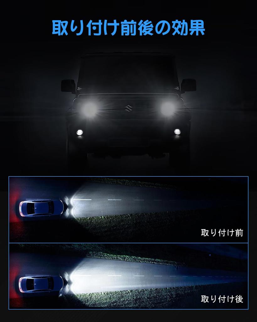 Chelhead Jimny LED Fog Lights for Direct Replacement for Jimny LED Fog Light Custom Parts JB23W/64/JB43W/74, White, OEM, Waterproof, Unit, Dress-Up