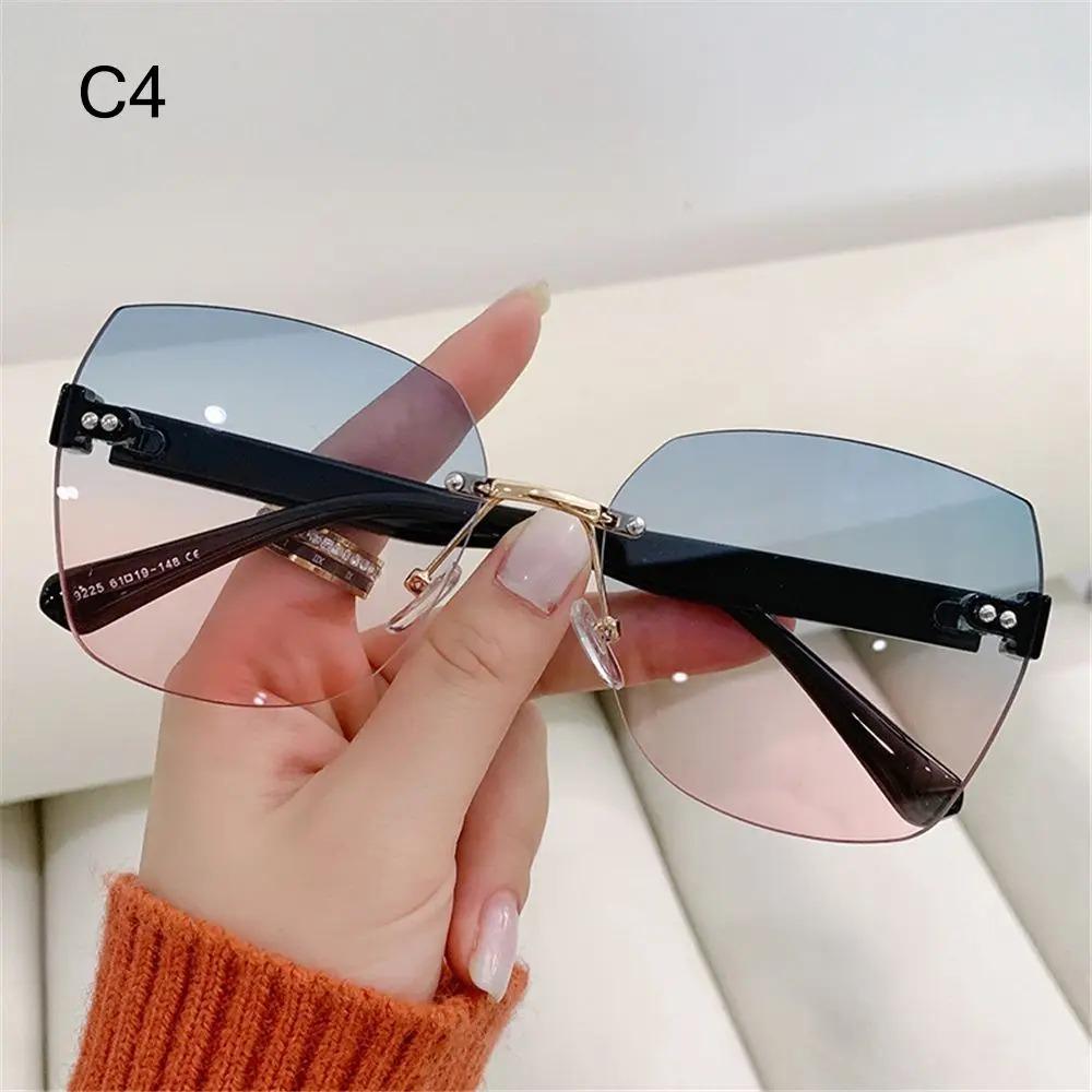 Retro Sunglasses Women Brand Designer Rimless Gradient Sun Glasses Fashion Shades Outdoor Sports Frameless Eyeglasses