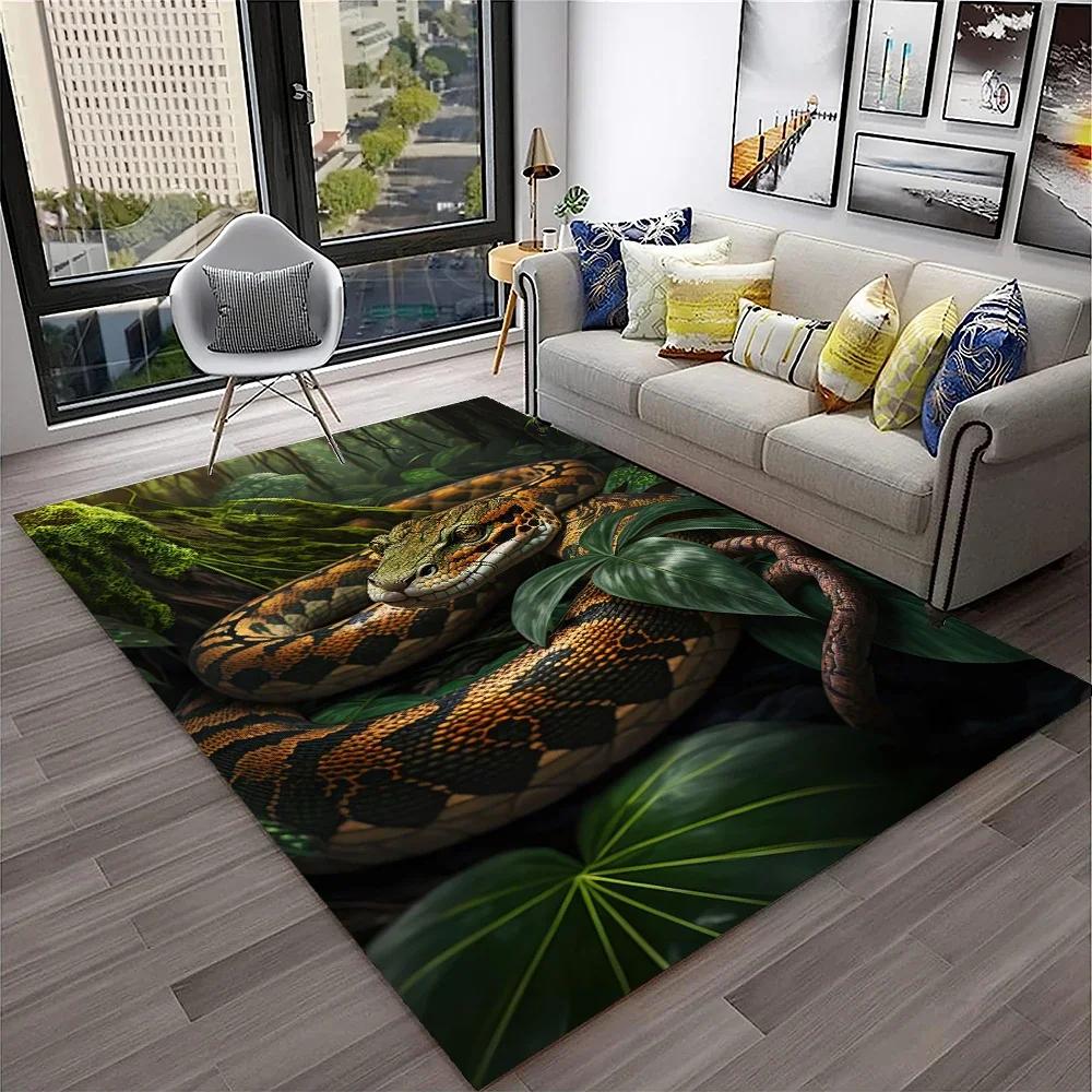 3D Gothic Schlange Schlangen Python Viper Teppich Teppich für Zuhause Wohnzimmer Schlafzimmer Sofa Fußmatte Dekor, Kinder Teppich Rutschfeste Bodenmatte