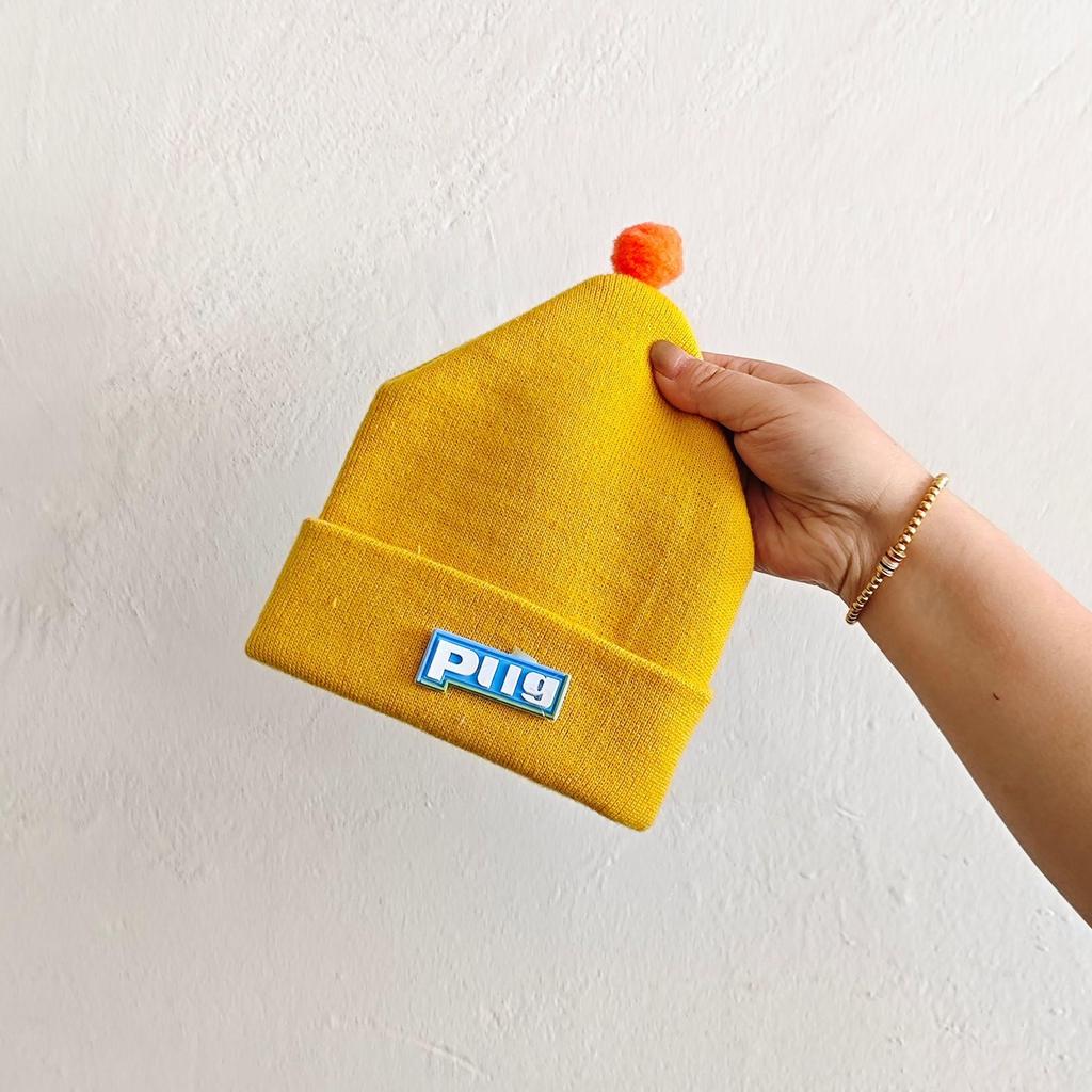 Baby Knit Wool Hat for 0-12 Months - Boys & Girls Solid Color with Letter Sticker - Warm Autumn & Winter Cap