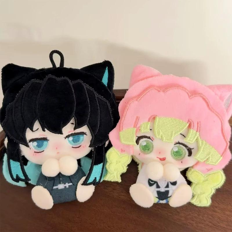 Demon Slayer 2.5D Cotton Plush Doll Keychain Tanjiro Giyuu Tokitou Muichiro Kanroji Mitsuri Anime Stuffed Pendant Collectible Gift for Fans Home Decor