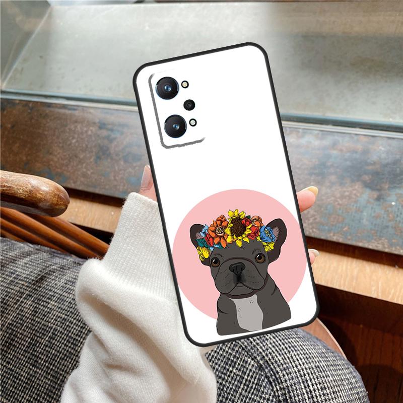 

Чехол для Realme 11 12 13 14 Pro Plus C53 C55 C51 C25 C63 C61 C65 C67 C71 C75 GT6 GT7 15 Pro с французским бульдогом Realme GT6