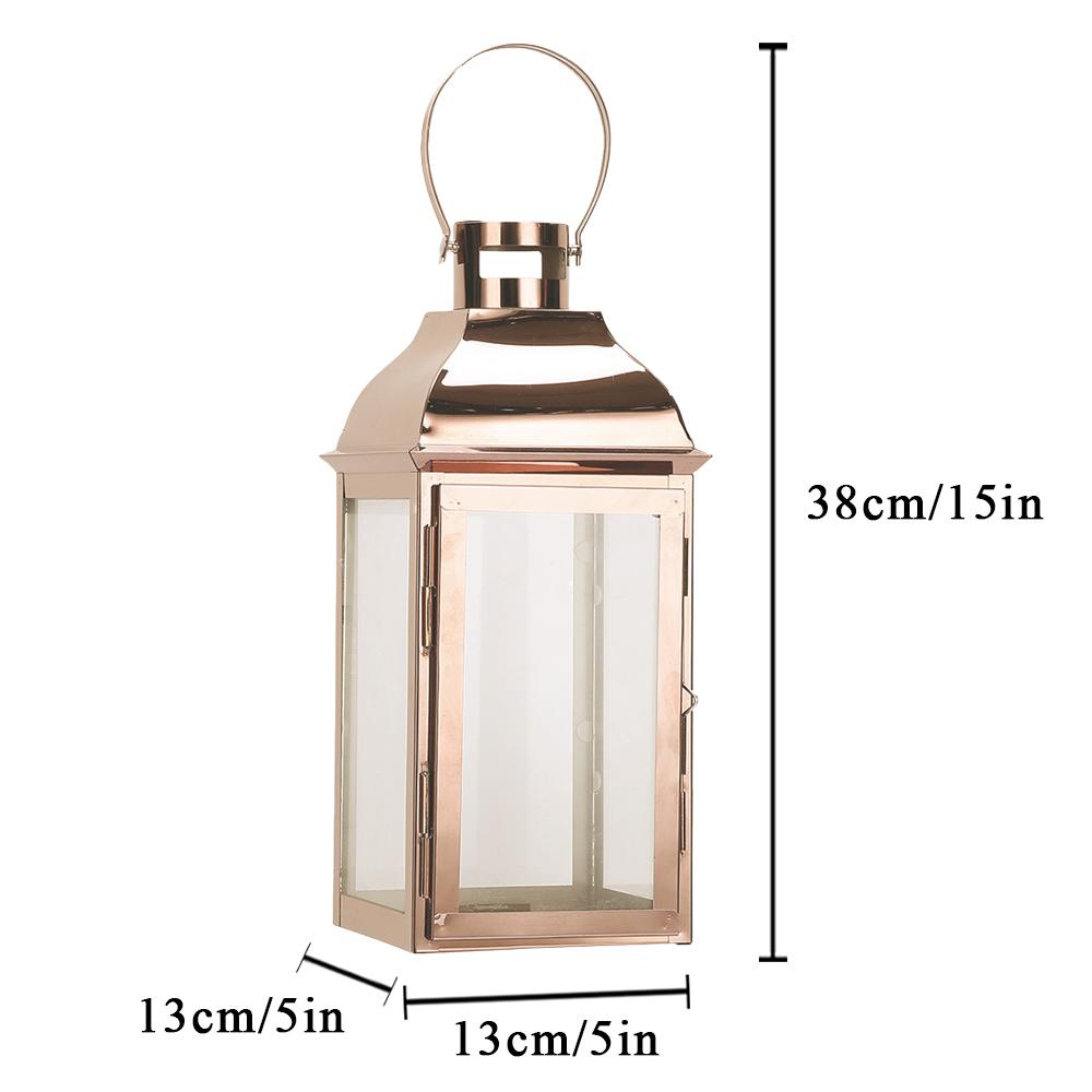 Stainless Steel Candle Holder Lanterns Vintage Rose Gold  Hanging Candle Lantern for Indoor Outdoor Wedding Home Decor Vintage