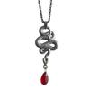 Gothic Retro Sliver Color Snake Red Venom Water Drop Tassel Pendant Necklace for Women Halloween Witch Jewelry Accessories Gifts