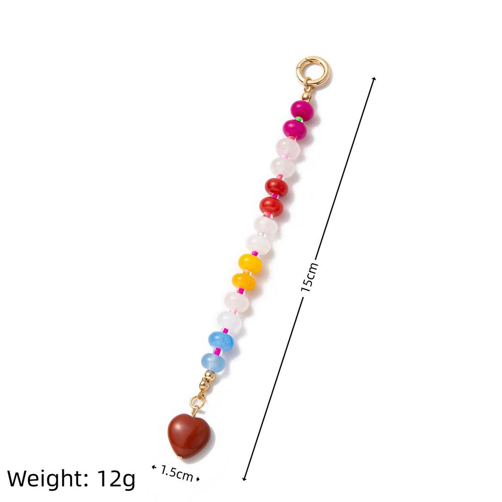 2025 Summer Titanium Steel Colorful Bead Bag Charm Keychain - Fashion DIY Accessory