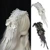 Elegant Lace Trim Headband With Angelic Wing Anime Hairhoop Hair Decoration For Special Occasion Masquerade Headpiece