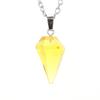 Natural Stone Crystal Cut Tapered Hexagonal Pillar Bullet Head Pendulum Necklace Pendant N631