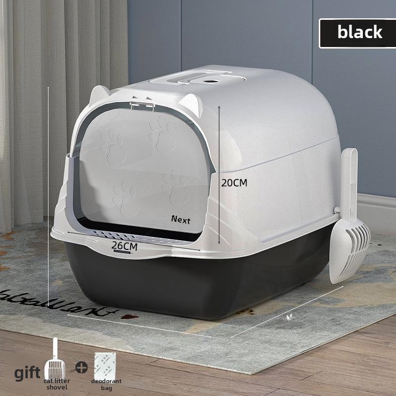 Litieră mare pentru pisici, cu dublă utilizare, cu design anti-stropire