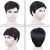 European and American Style Men’s Short Black Synthetic Wig Natural Look Fluffy Rose Net Hairpiece