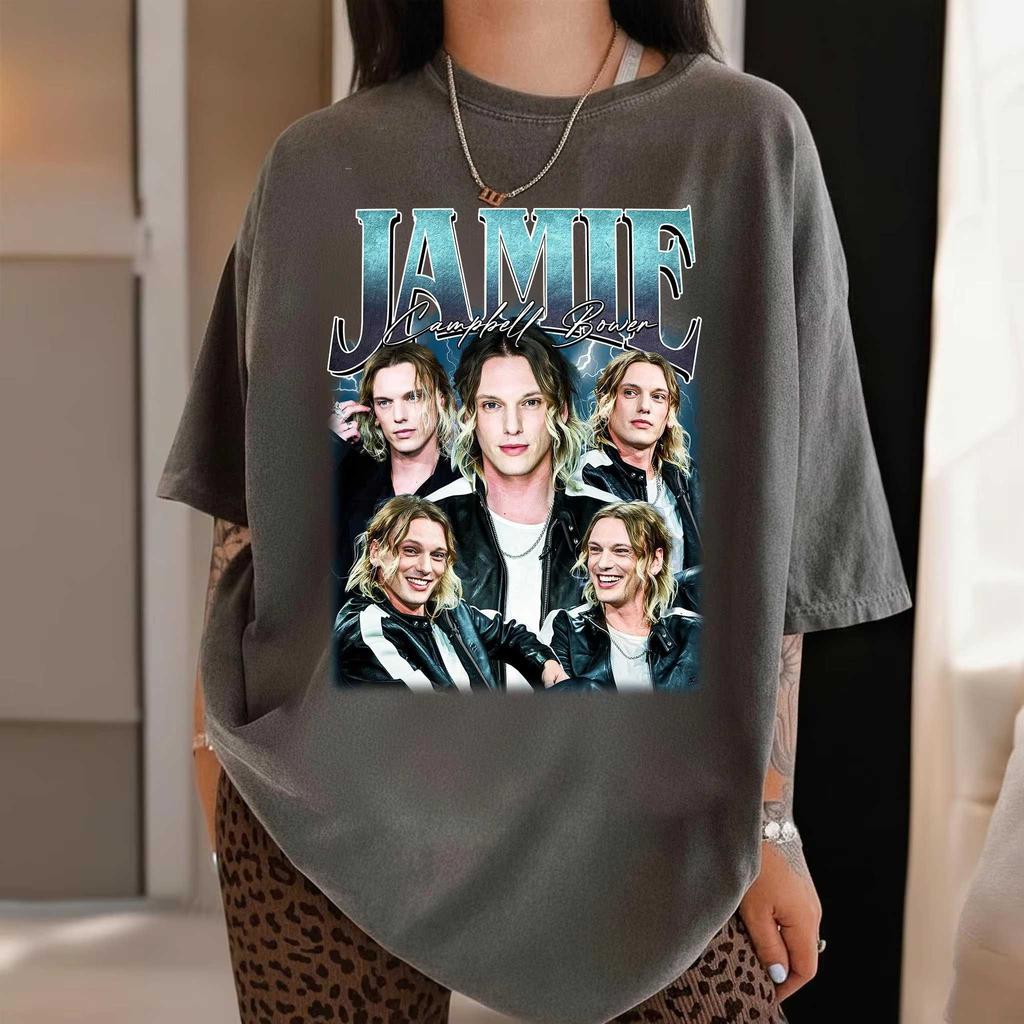 2026 Spring_Summer Jamie Campbell Bower Upside Retro Actor Trend High-Quality Comfortable Fan T-Shirt Soft Cotton Fabric Versatile for Daily Looks