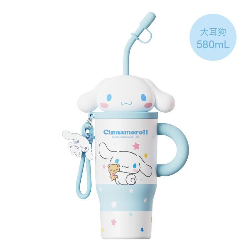 Hello Kitty Insulated Stainless Steel Travel Mug With Handle Straw 580ml Women Men Kids Office Car Use