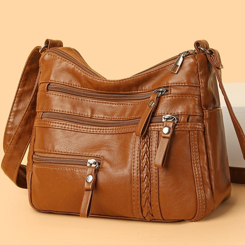PU Zipper Casual Single Shoulder Diagonal Cross Bag