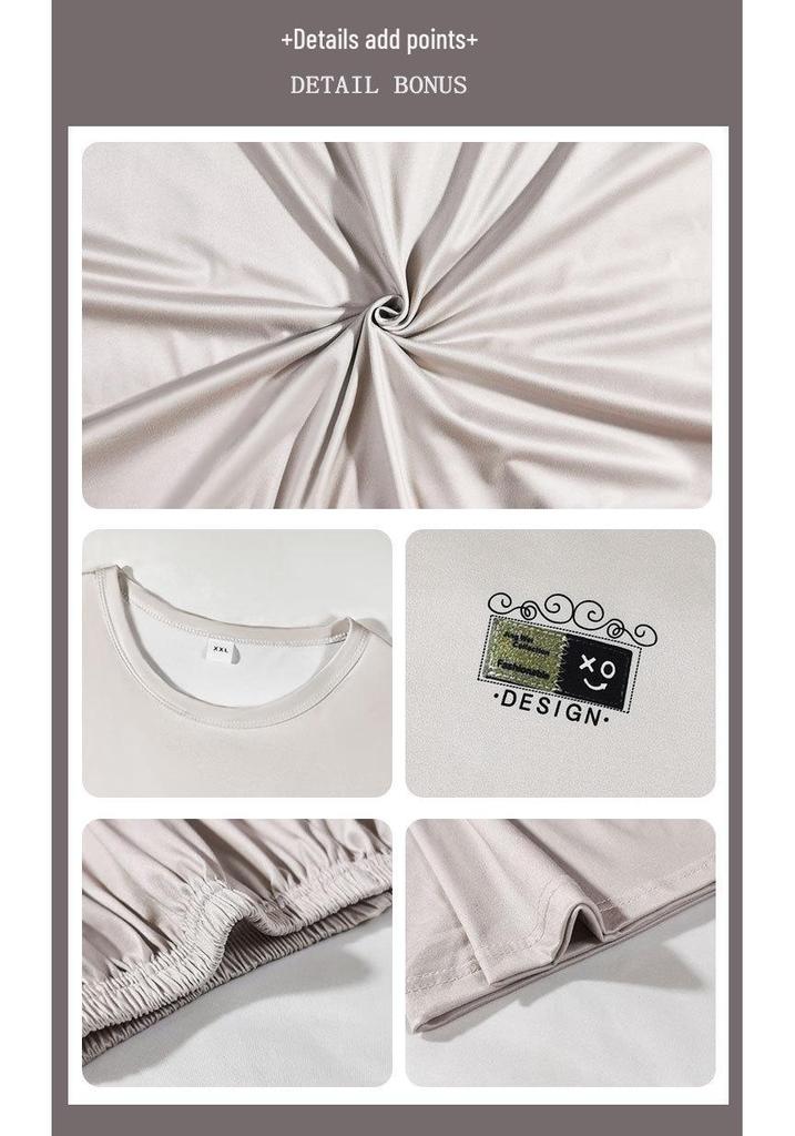 Men's Solid Color Round Neck Pajama Set - Long Sleeves & Pants, Fashionable & Versatile Homewear