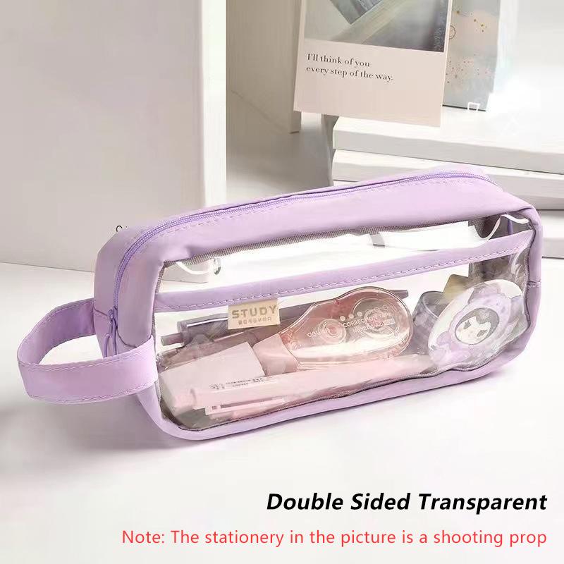 Pvc Transparent Large Capacity Pencil Bag Ins Style School Case Stationery Holder Waterproof Portable Storage Pen Case