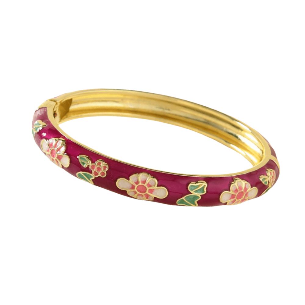 Elegant Enamel Bracelet Colorful Alloy Cloisonne Bangle Ethnic Floral Motifs Vintage Dropped Glaze Bracelet Party Jewelry