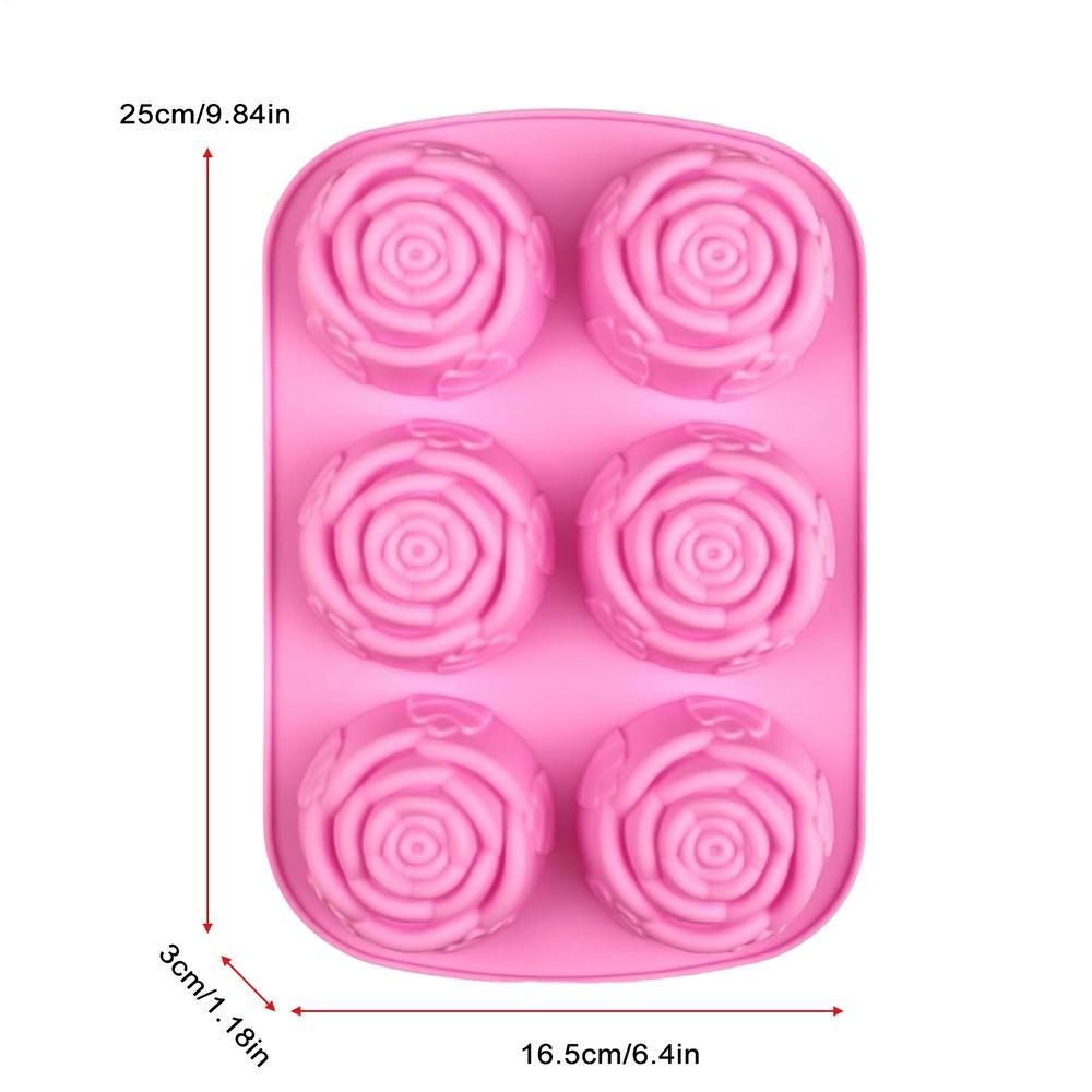 

3D Rose Ice Molds Ice Cubes Trays Make 6 Grids DIY Handmade Ice Ball Maker Silicone Cake Mold Bakeware Baking tool Ice Moulds розовый